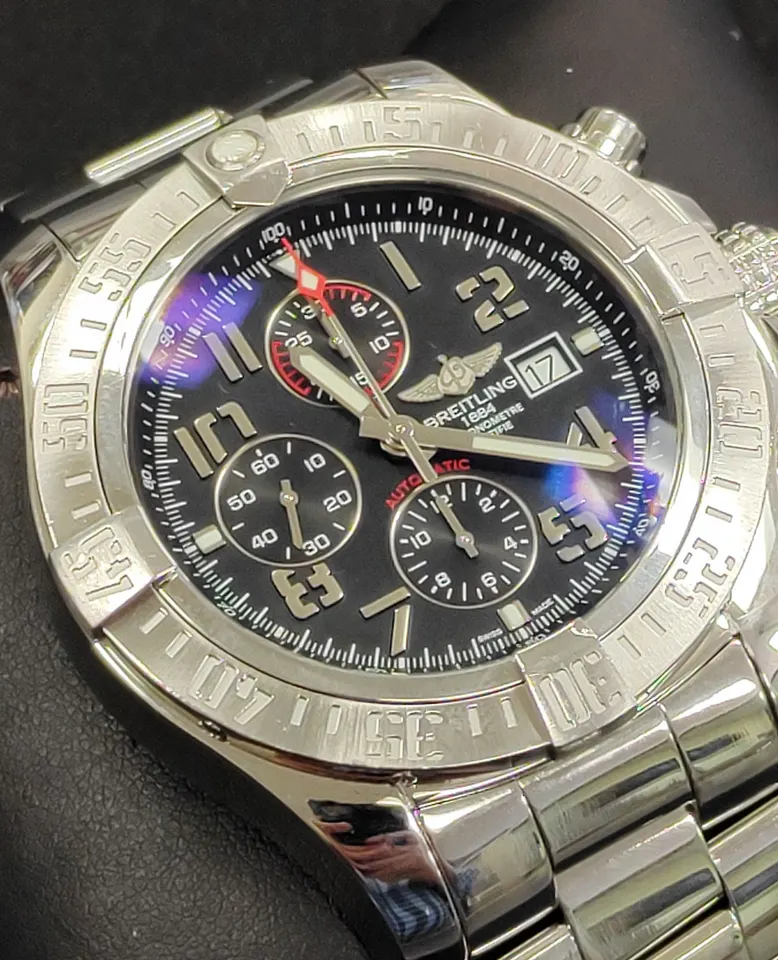Breitling Super Avenger II stainless-steel automatic chronograph with black dial and Professional III bracelet
