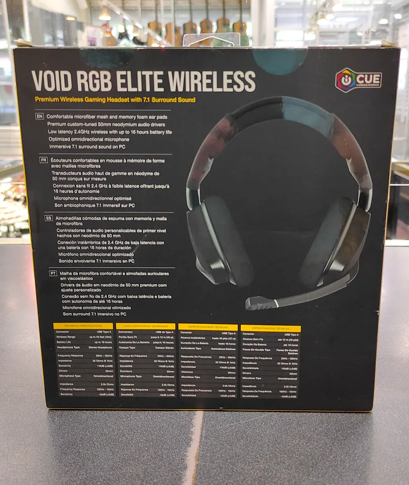 Brand new sealed Corsair VOID RGB Elite Wireless gaming headset in black retail box with PC/PlayStation 4 compatibility, 7.1