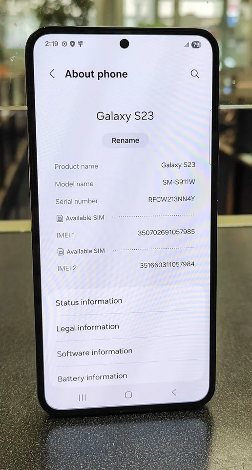 Samsung Galaxy S23 128GB Phantom Black unlocked smartphone in great condition with scratch-free display
