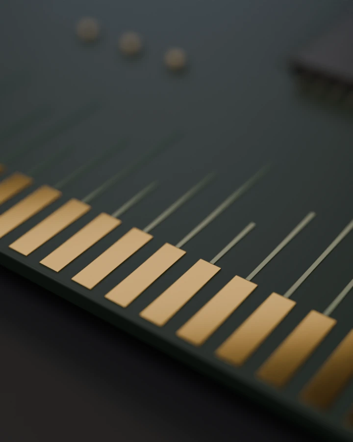 Illustration of the gold contacts on a circuit board